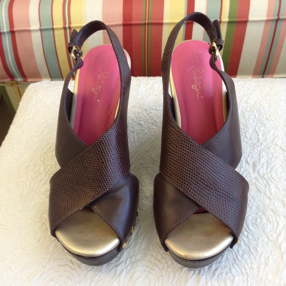Lilly Pulitzer Leather Wedges